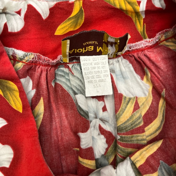 Aloha Mo’i Moi Dress Size Large Red Floral Mumu Roper Vintage Tropical Hawaiian - Picture 7 of 14